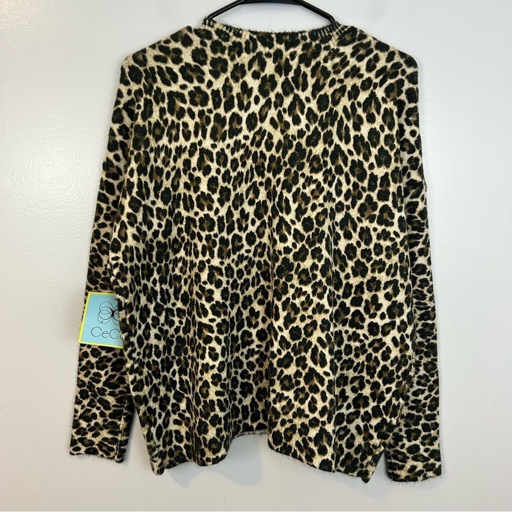 NWT CeCe Leopard Animal Print Pullover Crewneck Sweater Size Small - Picture 6 of 10